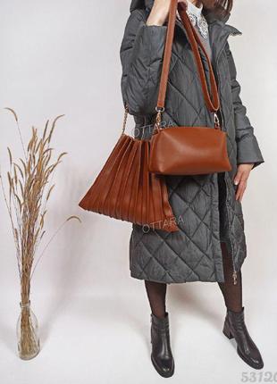 Теракотова сумка в складочку і клатч, женская сумка с клатчем терракот