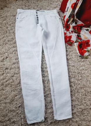 Базовые белые льняные штаны, италия,  р. 38-403 фото