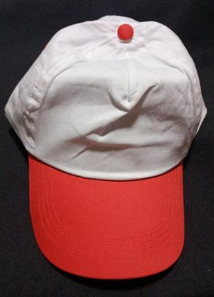 Кепка бейсболка белая с красным козырьком н084,1 котон регулировка на защелке материал: 100% котон
