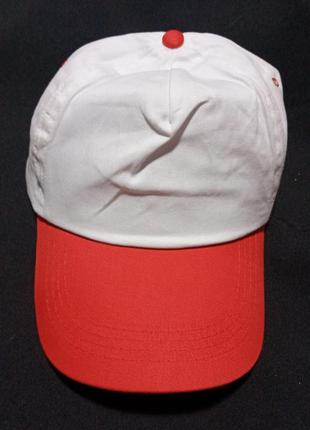 Кепка бейсболка біла з червоним козирком н084,1 котон регулювання на клямці  матеріал: 100% котон ре8 фото