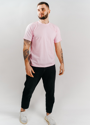 Базова світло-розова чоловіча футболка 100% бавовна(+25 кольорів)