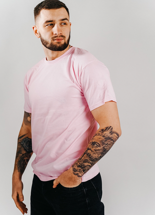 Базова світло-розова чоловіча футболка 100% бавовна(+25 кольорів)5 фото