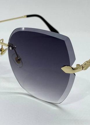 Женские очки солнцезащитные безоправные льдинки с тонкими скобками и линзами градиент