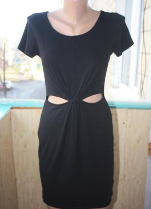 Скидка! стильное базовое чёрное платье с интересной перетяжкой на талии