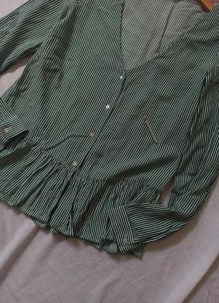 Зелёная полосатая блузка2 фото