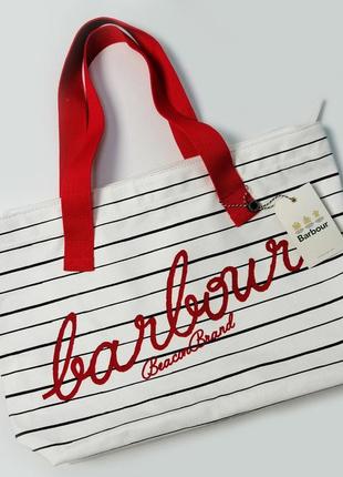 Брендова сумка-шоппер в смужку barbour1 фото
