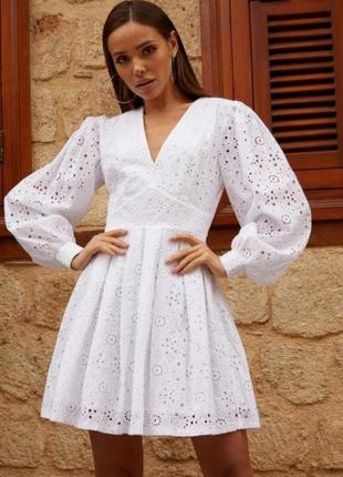 Сукня платье свадебное нарядное прошва ришелье вышивка белое