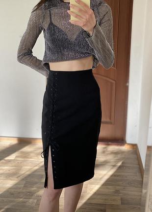 Чорна тільна спідниця з розрізом river island