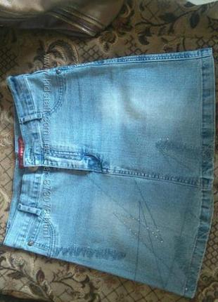 Красивая новая голубая джинсовая юбка2 фото