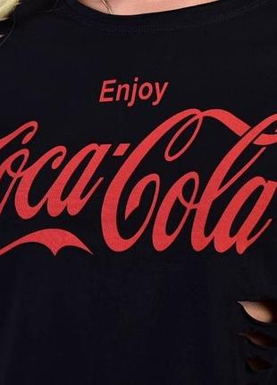 Укорочена рвана футболка / укорочений топ принт coca cola / кока кола4 фото