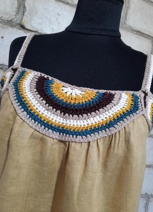 Топ майка бохо льон