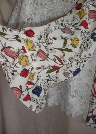 Яскрава блузка в квітковий принт віскоза бавовна широкі рукави5 фото