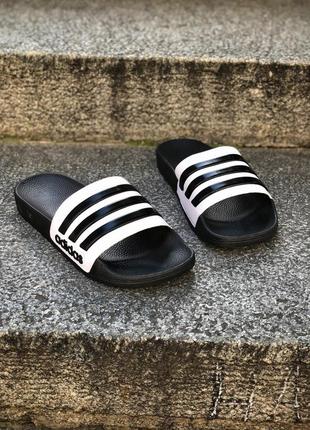 Шльопанці Чоловічі adidas чорні з білим5 фото