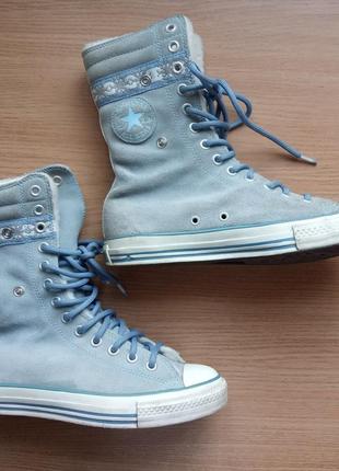 Замшевые кеды хайтопы 40 р. 26 см. converse all star с меховой отделкой