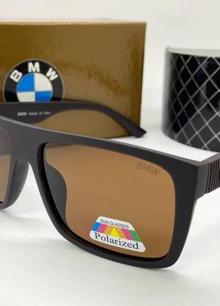 Солнцезащитные очки прямоугольники bmw коричневые поляризованными линзами4 фото