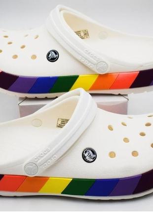 Крокс радужные радуга crocs crocband rainbow block clog white 36-41 р