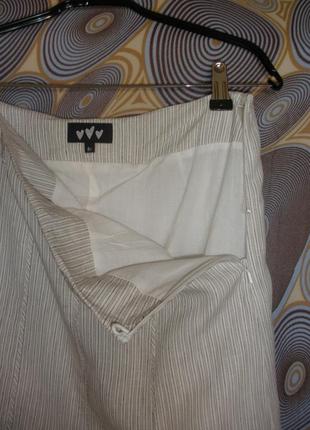 Лляна розклешена  юбка  спідниця per una довге міді смужка4 фото
