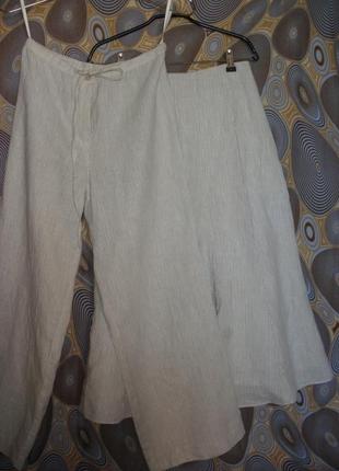 Лляна розклешена  юбка  спідниця per una довге міді смужка9 фото