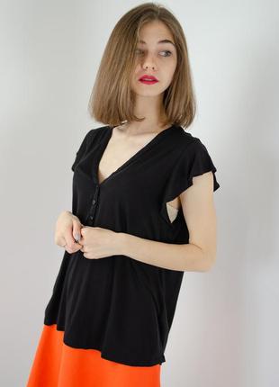 H&m & anna glover базовая черная футболка с короткими рукавами и v-образным вырезом, блуза5 фото