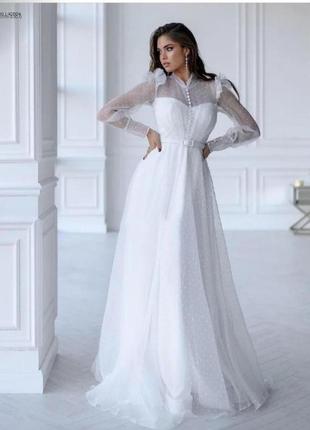 Белое свадебное платье с поясом