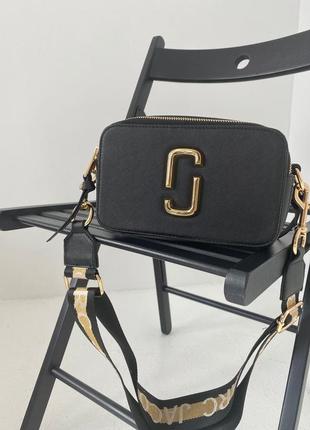 Marc jacobs the snapshot black gold трендова сумочка марк джейкобс чорна золотиста золота женская стильная черная золотая сумка тренд