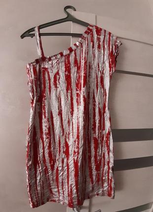 Плаття червоне з сірим металіком1 фото