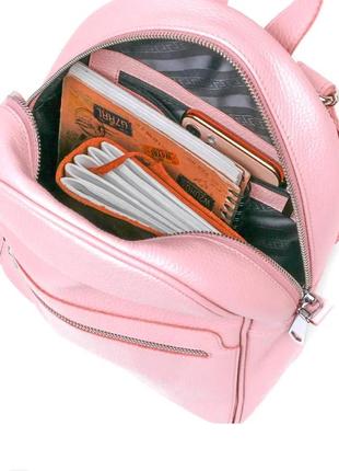 Жіночий рюкзак рожевий шкіряний6 фото