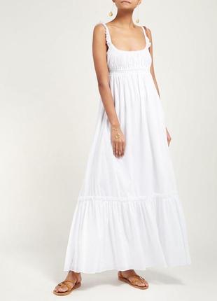 Летний сарафан в пол, платье ярусное белое, хлопковый длинный сарафан