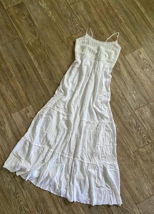 Летний сарафан в пол, платье ярусное белое, хлопковый длинный сарафан3 фото