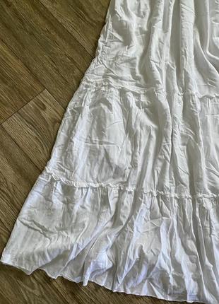 Летний сарафан в пол, платье ярусное белое, хлопковый длинный сарафан6 фото