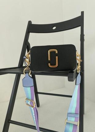 Marc jacobs small camera bag black blue новинка трендова чорна блакитна яскрава міні сумочка марк джейкобс женская черная голубая мини сумка тренд2 фото