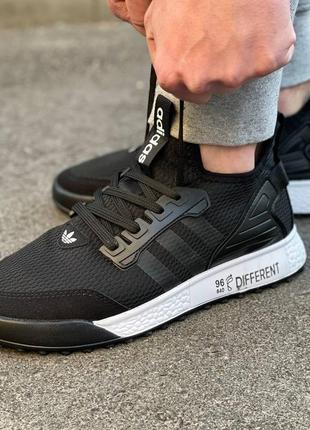 Чоловічі літні чорно-білі кросівки в сітку adidas🆕 легкі кросівки адідас