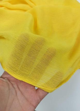 Найтонший натуральний шарф палантин парео весна літо осінь жовтий однотонний новий4 фото