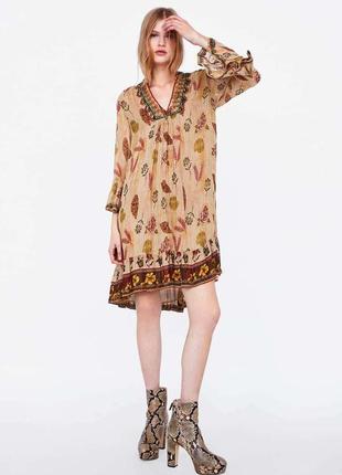 Сукня туніка з вишивкою бісером zara xs