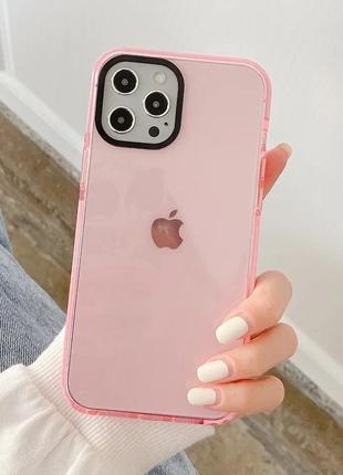Пудровий рожевий прозорий силіконовий чохол на айфон для iphone x xr xs max 13 12 11 про макс 8+ 7