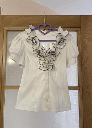 Блузка белая женская, офисная рубашка, белая рубашка, легкая блузка на девушку, офісна блуза