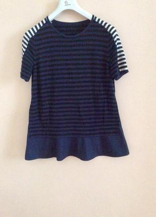 Трикотажная комбинированная футболка в полоску