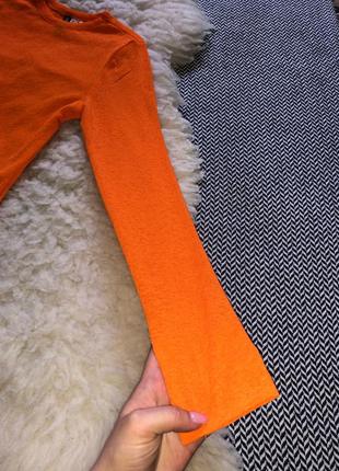 Джемпер кофта яркая оранжевая полупрозрачная гольф2 фото