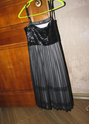 Вечернее платье сарафан с кружевом и пайетками xs-s