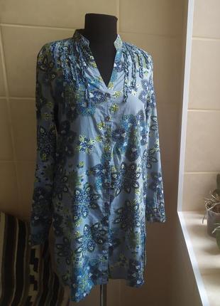 Стильное платье рубашка в цветочный принт из натуральной ткани