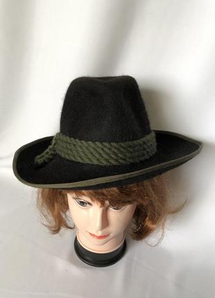 Баварская шляпа черная с зелёным шнуром5 фото