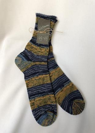 Тёплые носки ручная работа пестрые полосатые