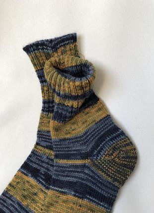 Тёплые носки ручная работа пестрые полосатые