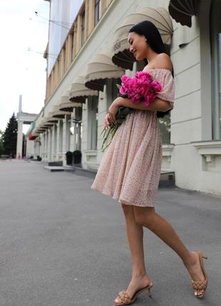 Женское платье "lina" бежевое, летнее шифоновое платье2 фото