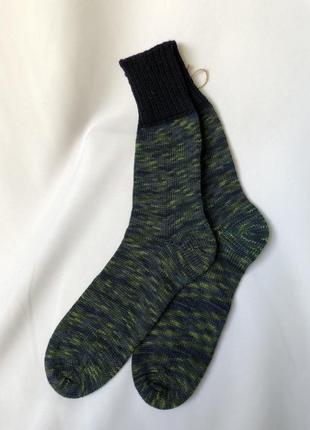 Темнозелёные шерстяные носки ручная работа3 фото