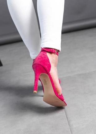Жіночі черевики (туфлі) на підборах (шпильці) червоні замшеві (червоного кольору) літні - жіноче взуття на літо 20224 фото