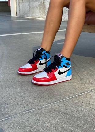 Жіночі високі лаковані шкіряні кросівки nike air jordan 1🆕 найк джордан