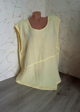 Льон 💯% рубашка рубашка майка желтая,52-54 р