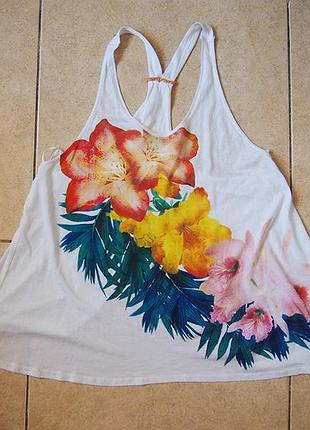 Маєчка zara м квіти, розріз на спині бавовна