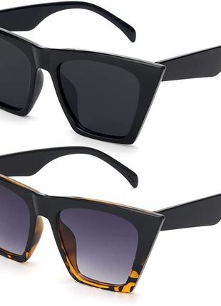 Винтажные квадратные солнцезащитные очки в стиле кошачий глаз1 фото